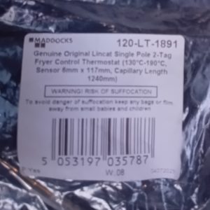 Genuine Lincat Single Pole 2-Tag Fryer Control Thermostat  130-190°C TH69 1240mm