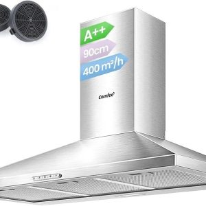 COMFEE CH90A17EM12S2-UK 90cm Chimney Cooker Hood Brushed Steel LED RRP £185!!